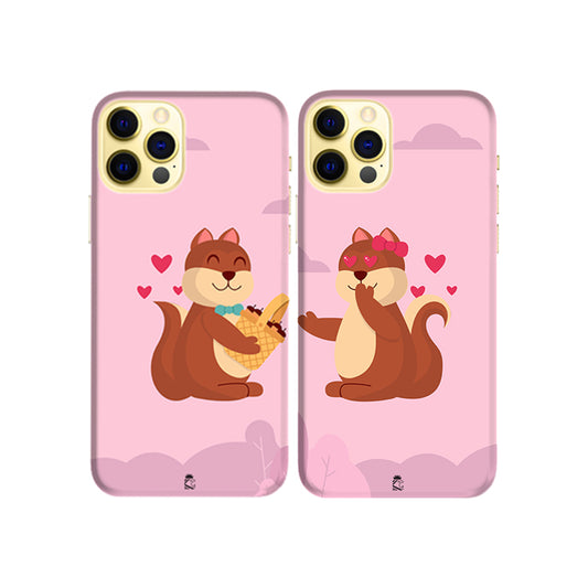Lovely Squirrels Slim Hard Couple Phone Case