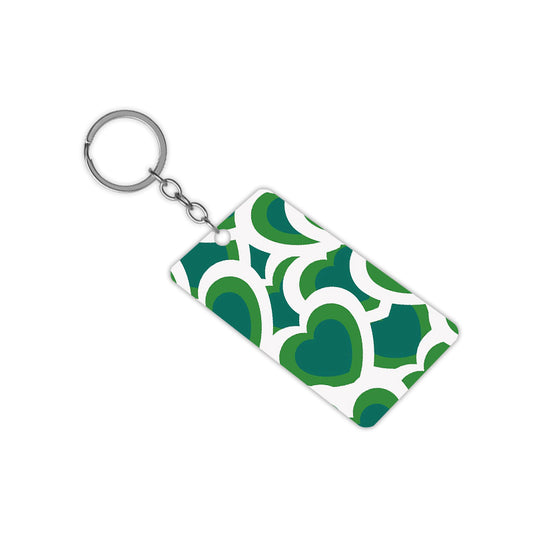 Puffy Green Hearts Keychain
