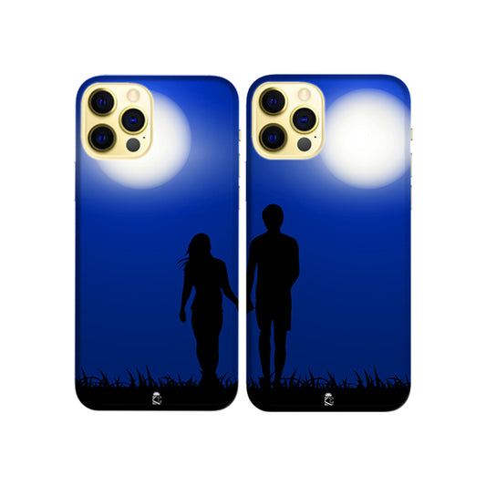Moon Night Walk Slim Hard Couple Phone Case