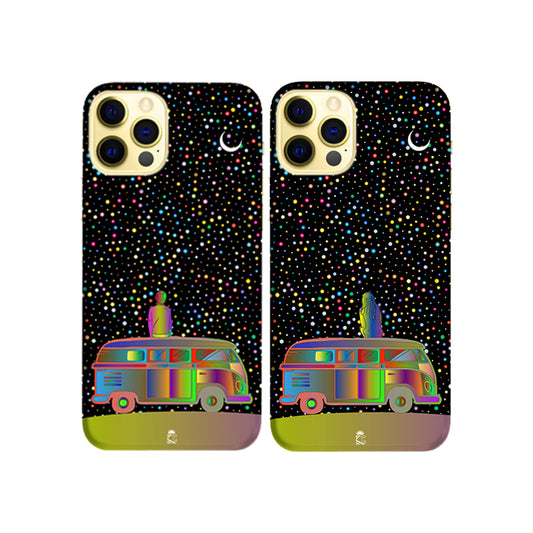 Trippy Travel Couple Slim Hard Couple Phone Case