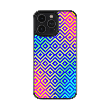 Blue Quadrangles Pattern Glossy Metal Case