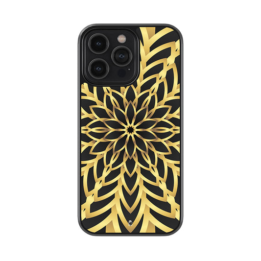 Black and Gold Floral Glossy Metal Case