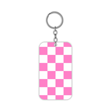 Pink Checker Boxes Keychain