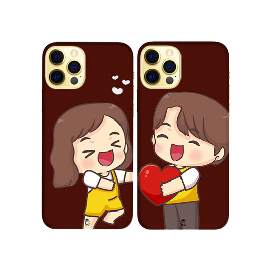 Exchanging Heart Slim Hard Couple Phone Case