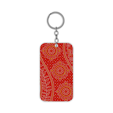 Red Saree Pattern Keychain