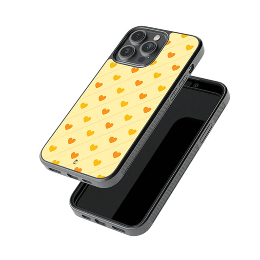 Mustard Yellow Hearts Glossy Metal Case
