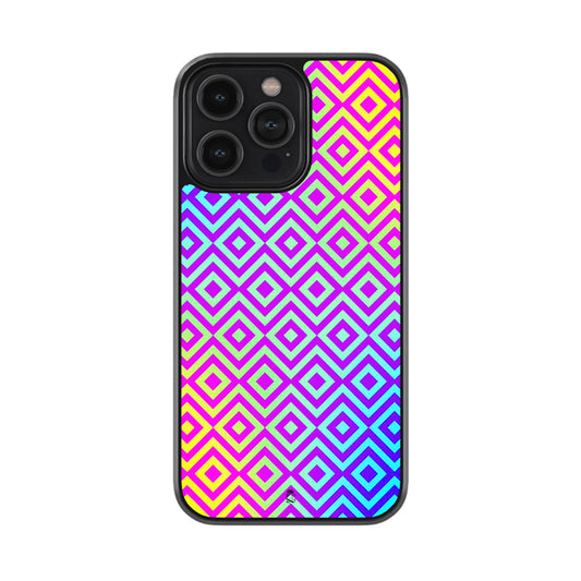 Purple Quadrangles Pattern Glossy Metal Case