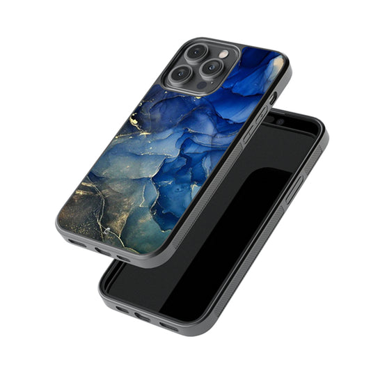 Blue Emperador Marble Glossy Metal Case