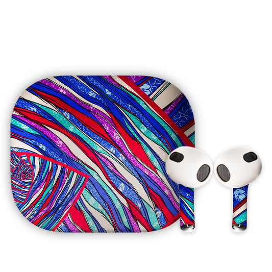 Abstractive Blue Grades Earbuds Skin