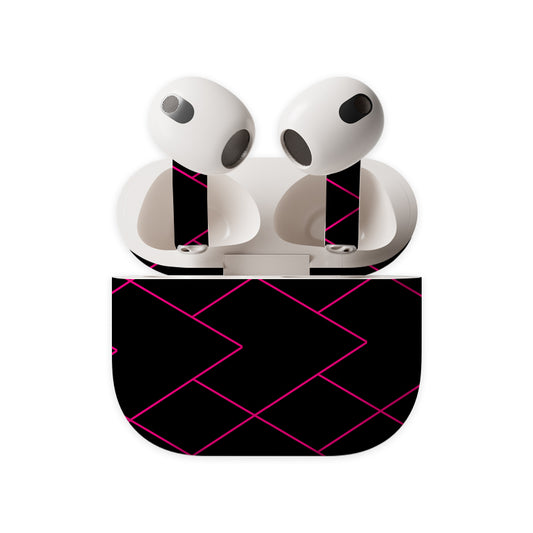 Black and Pink Linear Lines Earbuds Skin