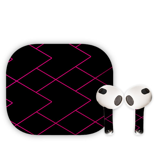 Black and Pink Linear Lines Earbuds Skin
