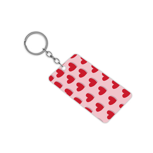 Red Heart Pattern Keychain