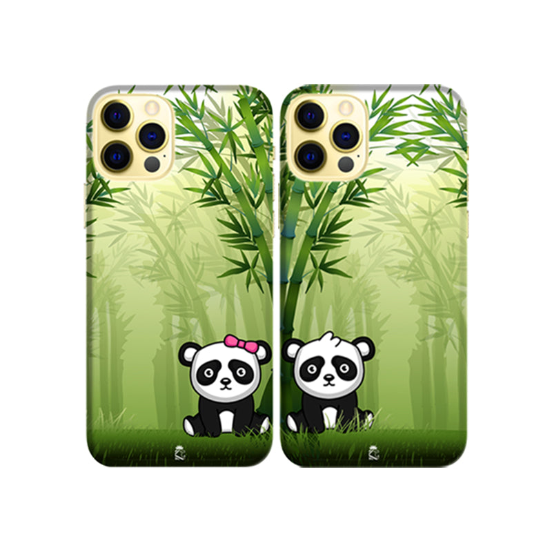 Cute Pandas Slim Hard Couple Phone Case