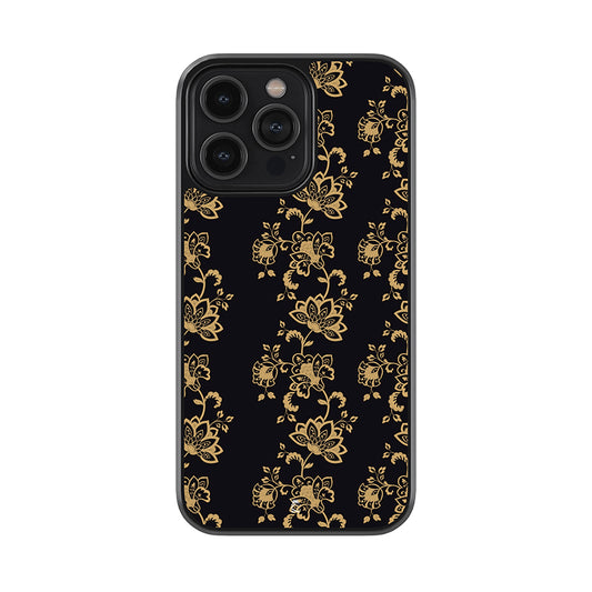 Black and Gold Flower Pattern Glossy Metal Case