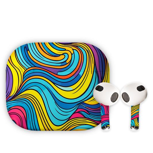 Abstractive Waves Earbuds Skin