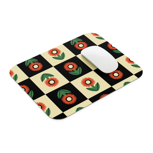 Flower Checkers Mouse Pad
