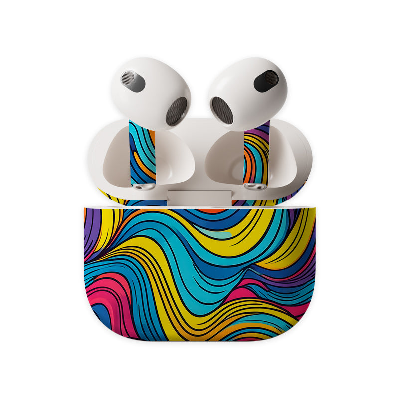 Abstractive Waves Earbuds Skin