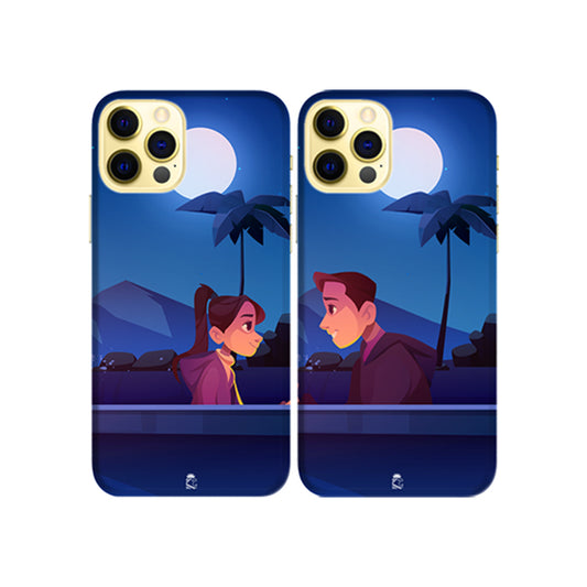 Moonlight Date Slim Hard Couple Phone Case