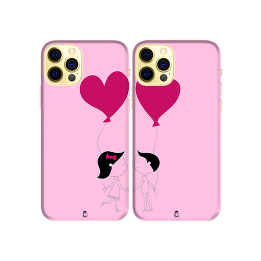 Love Heart Balloons Slim Hard Couple Phone Case