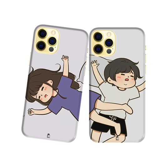 Sleepy Pair Slim Hard Couple Phone Case