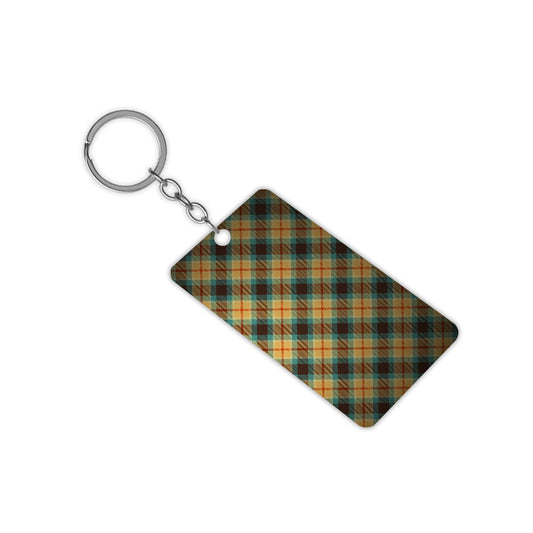 Brown Checkered Pattern Keychain