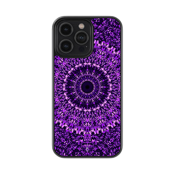 Purple Black Rangoli Glossy Metal Case