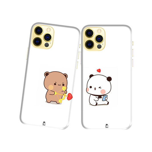 Phone Hating Bear Slim Hard Couple Phone Case