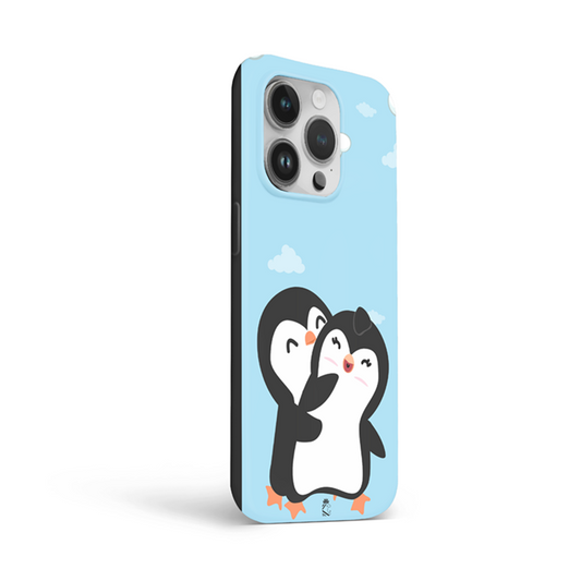 Lovely Penguin Couple Flexible Soft Silicone Case