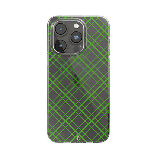 Linear Green stripes Clear Silicone Case