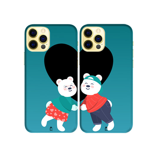 Cute Teddies Slim Hard Couple Phone Case