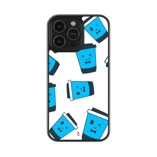 Blue Coffee Cups Glossy Metal Case