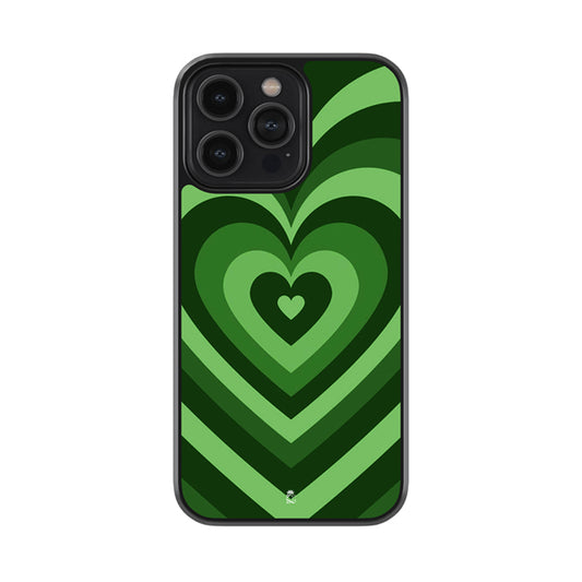 Forest Green Hearts Glossy Metal Case