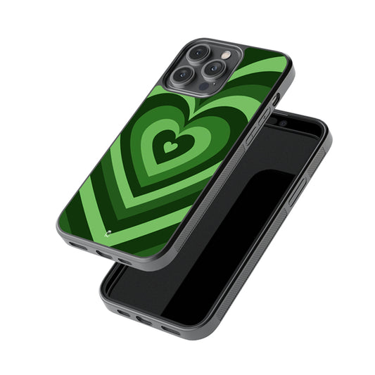 Forest Green Hearts Glass Case