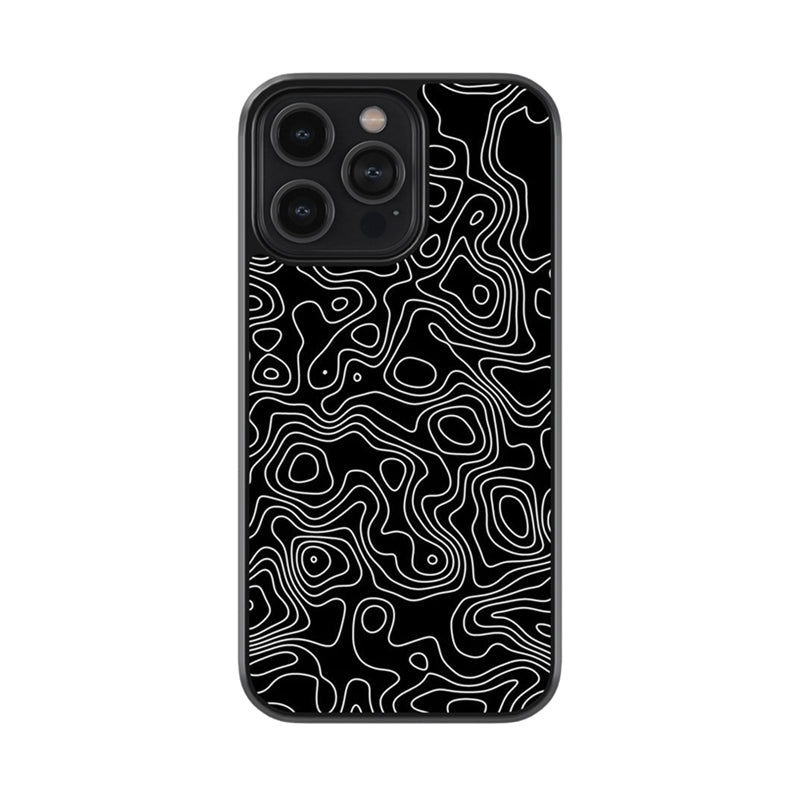 Black Swirl Topography Glossy Metal Case