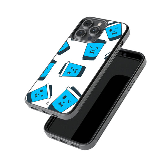Blue Coffee Cups Glossy Metal Case