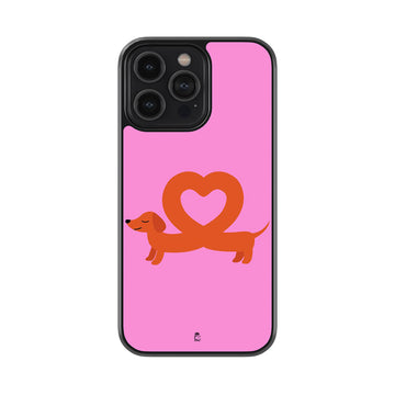 Dachshund Love Heart Glossy Metal Case