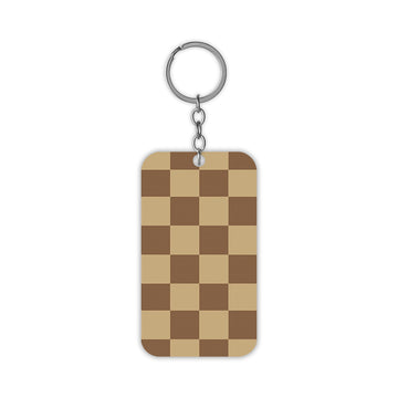 Brown Checker Board Keychain