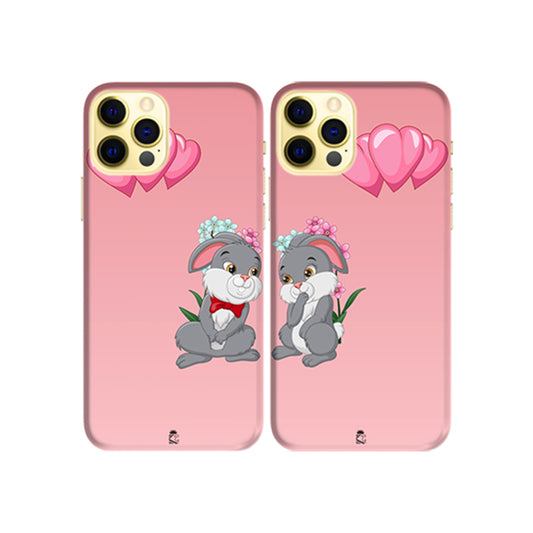 Bunny Pair Slim Hard Couple Phone Case