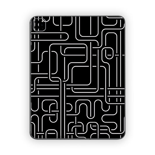 Black and White Pipelines Ipad Skin
