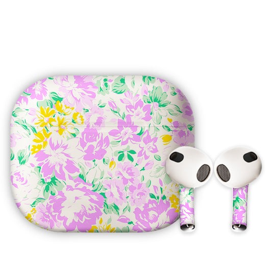 Purple Pastel Flower Earbuds Skin