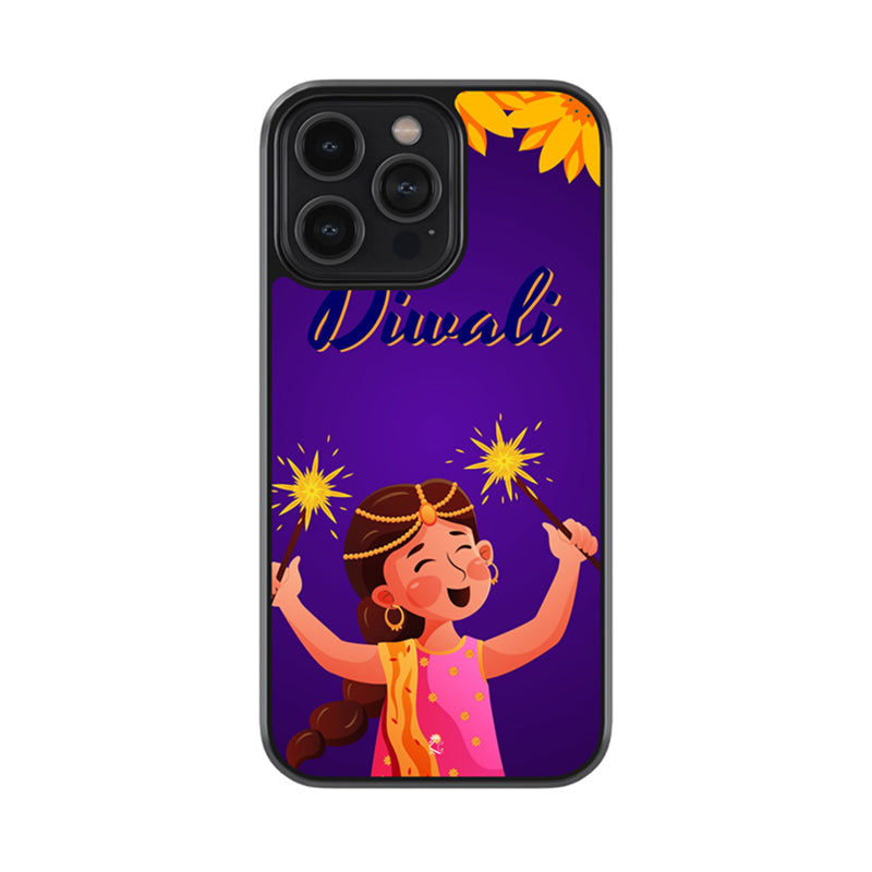 Diwali Celebrating Girl Glossy Metal Case