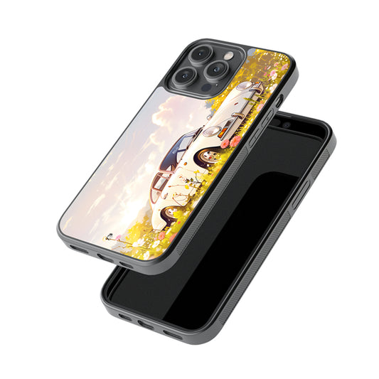 Landscape White Car Glossy Metal Case