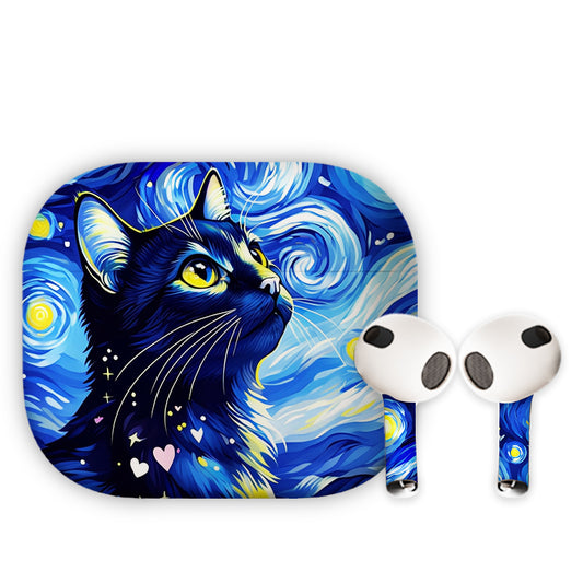 Starry Cat Art Earbuds Skin