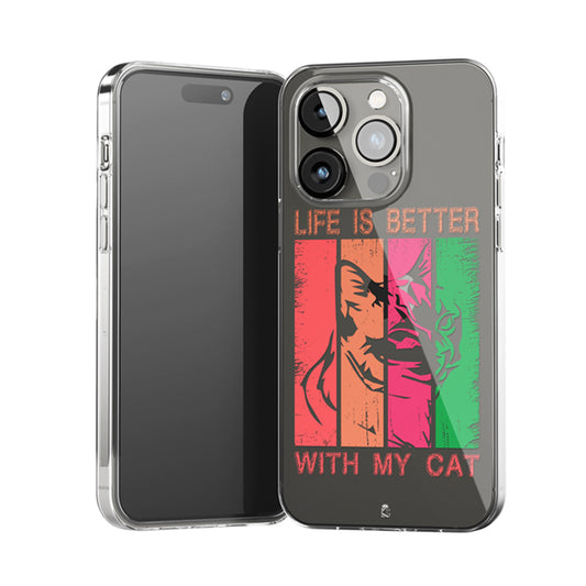 Life is better with my cat Clear Silicone Case