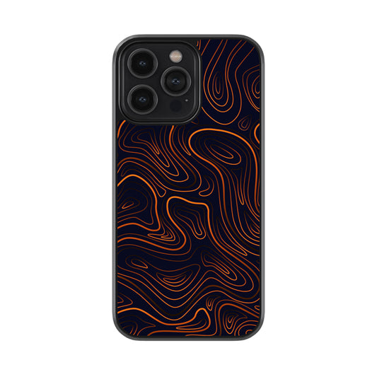 Black Orange Topography Glossy Metal Case