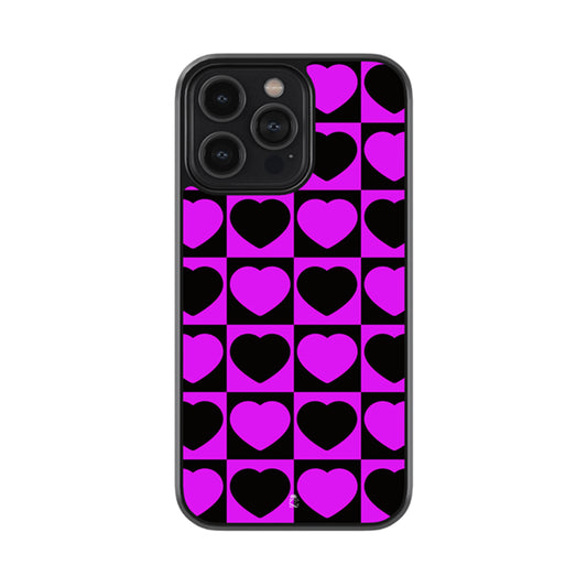 Black and Purple Heart Glossy Metal Case