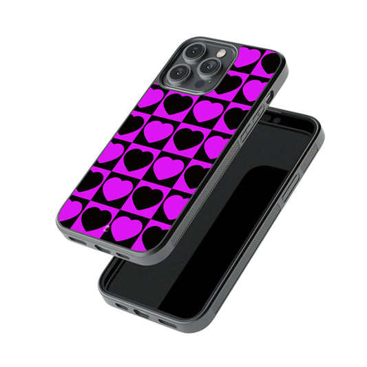 Black and Purple Heart Glossy Metal Case
