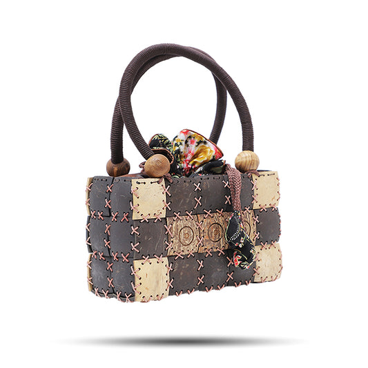 Enchanting Velvety Knot Coconut Shell Bag