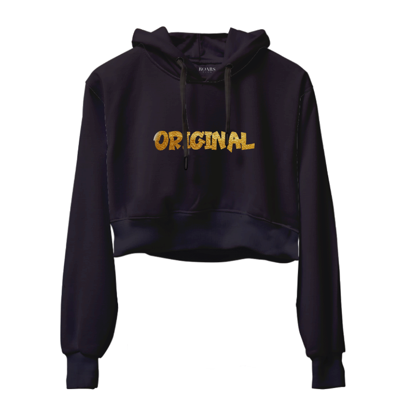 The Real Original Gold Reflective Foil Crop Hoodie