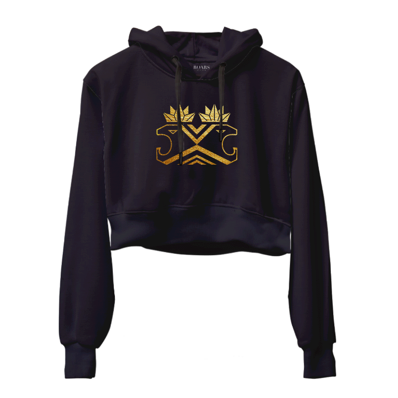 Official Roars Parallel Heads Gold Reflective Foil Crop Hoodie